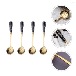 Spoons 4 Pcs Dessert Spoon Kitchen Creative Mixing Long Handled Teaspoons Durable Cake Multipurpose Coffee Gifts Scoop Silicone