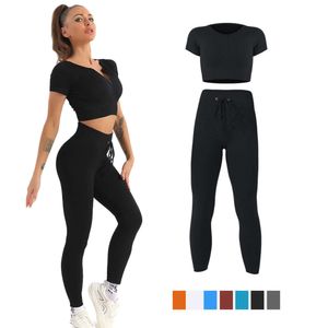 Lu Lu Yoga Lemon Algin Woman Suit Lady Set Fitness Sportwear Women 2 Piece Tracksuit Sports Bra Elastic Leggings Gym Workout Rib Fabric Activewear LL Align gym clothes