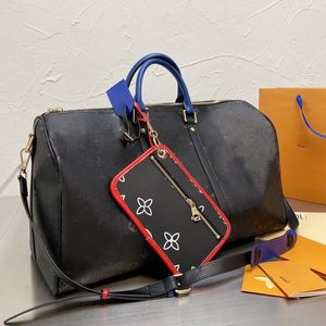 Reisetasche, Designer-Handtasche mit großem Fassungsvermögen, Umhängetasche, Reisetasche, Damen, Polyester, echtes Leder, Batikfärbung, Blumenschloss, klassisch bedruckt, hochwertige Handtaschen, L5
