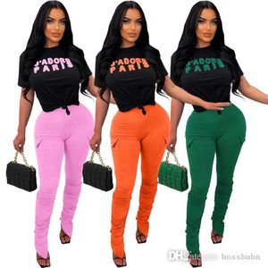 Kadınların Terzini İki Parça Set Tasarımcı 2023 Yeni Pileli Split Pants Terry Mektup Moda Spor giysisi 3 Renk