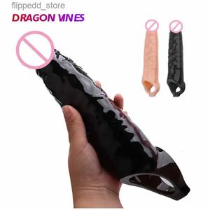 Other Massage Items Penis Extension Big Cock Sleeve Reusable Silicone Penile Extender Stretcher Sex Toys For Men Delay Dick Enlarge Adults 18 Q231104