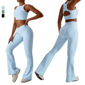 Lu Yoga Limone Algin Completo da donna Completo da fitness alla moda Leggings svasati Limone Canotta da corsa Abbigliamento sportivo Allenamento casual Abbigliamento sportivo LL Align abbigliamento da palestra