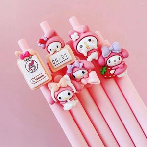 6pcs sevimli jel kalem seti siyah mürekkep 0.5mm pürüzsüz yazma okul malzemeleri ofis kawaii kırtasiye tükenme bilgisi