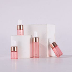 Mini-Flaschen mit roségoldenem Verschluss, 1 ml, 2 ml, 3 ml, 5 ml, leere Tropfflaschen für ätherische Öle