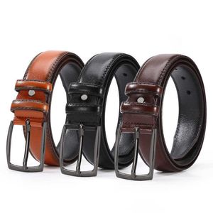 Belts 2022 New Men's Vintage Casual Belt Black Pin Buckle Student Versatile Leather Wide Belt for Men Fishing Gym Camping Belts Z0404