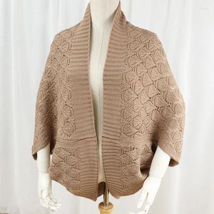 Scarves 2023 Fashion Women Knitted Poncho Clothing Solid Cashmere Scarf Big Shawl Lady Fish Scale Lattice Design Versatile Bandana