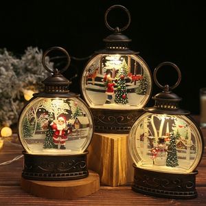 Andra evenemangsfestleveranser Jul Snow Globe Lantern Battery Operated Lighted Light for Home Decoration Santa Snowman Boy 230404