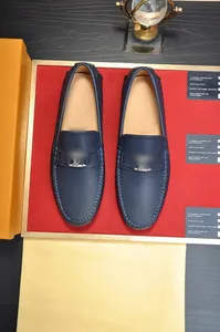 2023 scarpe eleganti da uomo firmate fibbia argento blu pelle nera moda di lusso gentile uomo scarpe da lavoro casual scarpe da sera piatte da ballo di nozze