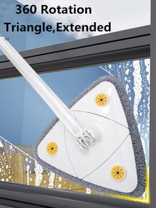 MOPS Utökad triangulär mopp med 360 Twisted Compression Xtype Window Glass Toalett Badrum Golv Rengöring Tak Dammsamlare 230404