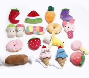 Brinquedo macio para animais de estimação suprimentos para animais de estimação pelúcia squeaky osso brinquedos para cães animais dos desenhos animados filhote de cachorro treinamento brinquedo macio banana cenoura e vegetal5551470