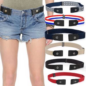 Belts New Unisex Buckle-Free Elastic Belt for Jeans Pants Dress Stretch Waist for Adult Women Men No Buckle Without Buckle Free Belts Z0404