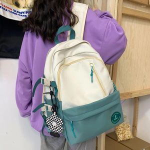 Borse da scuola DCIMOR Zaino da donna con colori a contrasto alla moda Borsa da viaggio in nylon con cerniera verticale femminile Zaino da ragazza in stile preppy per laptop