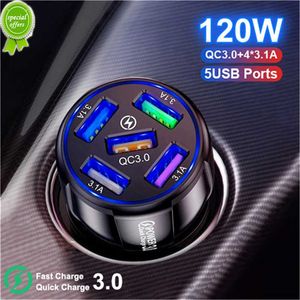 Nya 4 portar USB -bilavgift 48W Snabb 7a Mini Fast Charging för iPhone 11 Xiaomi Huawei Mobiltelefonladdare i bilen