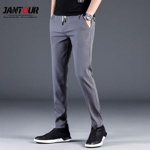 Summer Pants Mens Male Stretch Korean Casual Slacks Slim Fit Chino Elastic midje Jogger Dress Trousers Male Waterproof Thin284j