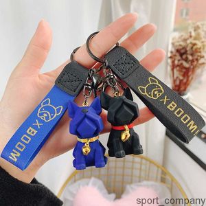 Pu Dog Keychain Leather Fashion Punk French Dog Keychains para mulheres Bag Tlinket Man Car Key Ring Jewelry Key Chains