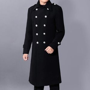 Trench da uomo Cappotto lungo spolverino da uomo Cappotto invernale caldo in panno di lana Uomo doppio petto Slim Giacche casual Solid Business Outwear 230404