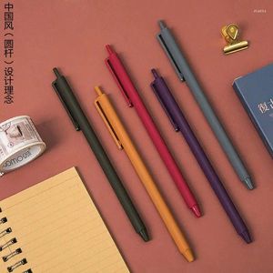 5st kinesisk stil retro färg gel penna 0,5 mm presspapper för skolmaterial kawaii svart