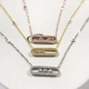 チェーンフレンチスタイル925女性用のスターリングシルバーペンダントネックレス。古典的な動くダイヤモンド。高品質のホリデーギフト