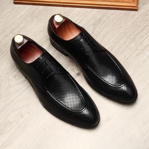 Elbise Ayakkabı Italy Style Lüks Erkek Ayakkabı Orijinal Buzağı Deri İş Resmi Oxford Dantel Yukarı El Yapımı Siyah Brogue Erkekler