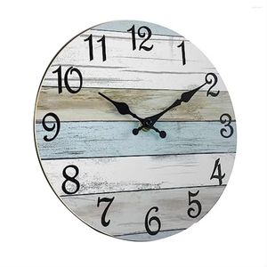 Wall Clocks Clock Bathroom Rustic Battery Operated Silent Non Ticking Wooden -Each Home Decor