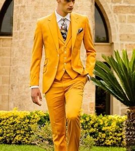 Męskie garnitury Blazers Musztarda żółta moda szczupła mody