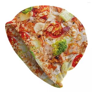 Baskenmützen Tortilla Pizza Motorhaube Hüte Strickmütze Goth Outdoor Lustiges Essen Skullies Mützen Unisex Frühling Dual-Use-Kappe