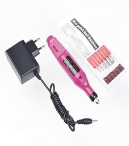 Nagelfiler 1 Set Professional Electric Nails Drill Power Drill med 6Bits US Adapter Akrylgel Remover Machine Manicure Pedicure2146269