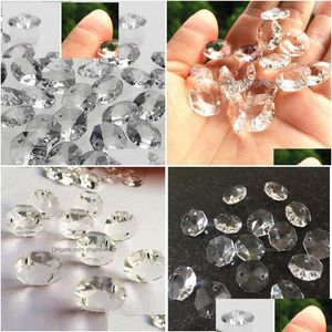 Crystal Top Quality 14Mm Clear 200Pcs K9 Octagon Bead In 2Holes Diy Home Decoration Glass Accessories Chandelier Parts Drop Dhpwv