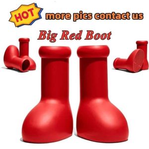 2023 Designer MSCHF Män kvinnor Rain Boots Red Eve Rubber Astro Boy Reps över knästövlarna Cartoon Shoes Tjock Bottom Platform Storlek 35-45