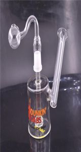 Dunkin Dabs American Runs On Dabs Mini Glass Bong Water Smoking Pipe 14mm Ash Catcher Water Filter och Percolator With Glass Oil B6094738