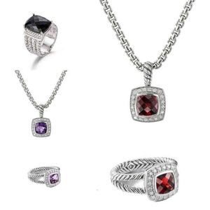 Diamant-Halsketten, Ringe, gefärbte Kette, Halsketten-Set, hochwertiger prismatischer schwarzer Ring, Damenmode, platiniert, Mikrotrend 288J