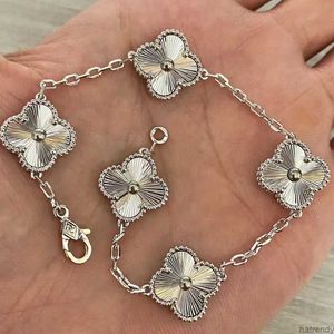 CHARM BRACELETS Lüks Van Yonca Tasarımcı Bilezik İnci 4 Yaprak 18k Altın Lazer Marka Bileklik Kolye Küpe Düğün Bir Mücevher 6dxx