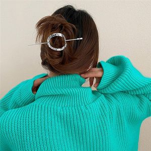 Аксессуары для волос imixlot простой ретро -металлический геометрический круглый квадратный квадратный полый съемные палочки.