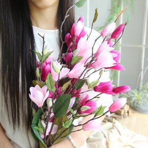 Dekorativa blommor kransar konstgjorda falska blad magnolia blommor bröllop bukett party heminredning verklig beröring blommor arrangemang hög kvalit