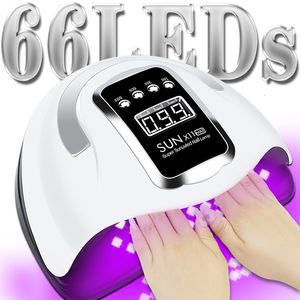 Nail Dryers Powerful 66LEDs UV LED Nail Lamp For Acrylic Nail Gel Polish With High Capacity Smart Sensor Manicure Machine Nail Art Tool 230403