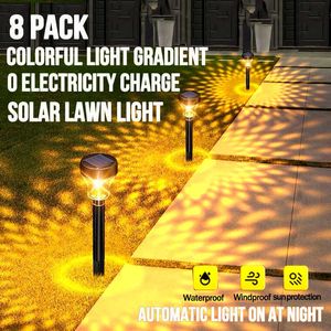 斬新な照明LED芝生の太陽光ライトガーデン屋外ランプRGBマルチカラーの出入り口パス照明ソーラークリスマス装飾風景シャインライトP230403