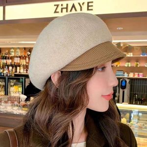 Brytyjska wszechstronna moda beret jesienna i zimowa nowa wełniana miękka kaczka kaczka koreańska edycja twarzy show Little Artist Hat