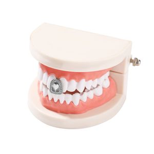 Hip Hop Rapper Dental Teeth Grillz Goldspangen glänzender Diamant, ausgehöhltes Herz, Liebe, einzelner Zahn, Modeschmuck, Zahngrills, Großhandel, Show-Performance-Schmuck, 1933