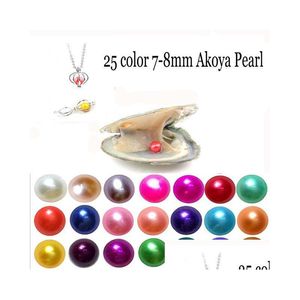 Pearl Akoya Pearl 7-8Mm New 25 Mix Color Freshwater Gift Diy Natural Loose Beads Decorations Drop Delivery Jewelry Loose Beads Dhpef
