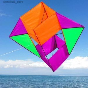 Kite Accessories Outdoor Fun Sports For Kids Adults Power3D Stereo Baskets BOX Kite Stunt Single Line With Handle Ropes Q231104