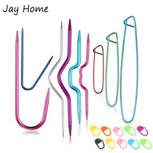 Sewing Notions & Tools 9PCS Knitting Needles Cable Stitch Holder Aluminum Safety Pins Brooch Weaving Yarn 10Pcs Markers
