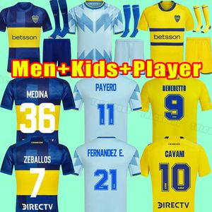 23 24 CA Boca Juniors Maradona Tevez Soccer Jerseys Cavani Home Men Kit Alexis De Rossi 2023ファンプレイヤーCarlitos Third Camiseta Futbol Football Kids Set 2024