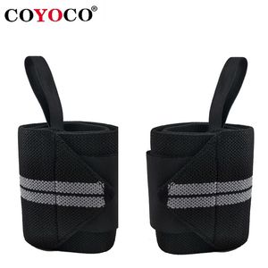 Elbow Knee Pads 1 Pair Adjustable Bandages Weightlifting Wristbands Wrist Protector Brace Support COYOCO Brand Professional Sports Grey 230404