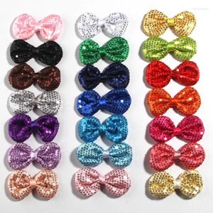 Hair Accessories 50PCS 9CM 3.5" Shiny Sequin Bow For Beading Applique DIY Boutique Bowknot Headbands