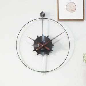 Single pole single circle Nordic light luxury net red Spanish decorative large wall clock living room dining room Creative modern gear scale art wall hanging