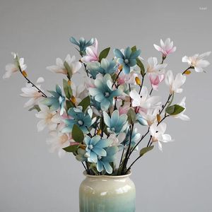 Dekorativa blommor Silk Flower Magnolia Flores Artificial Plants Home Decoration Wedding Party Hall Ornament DIY