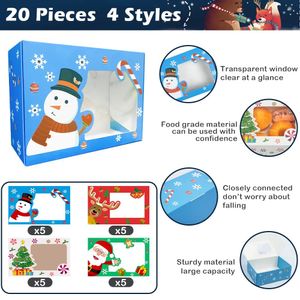 Christmas Decorations Cookie Boxes With Window Food Grade Baking Card Box White Cardboard Gift Use For Pastries Cupcakes Candy Holiday Amt3A