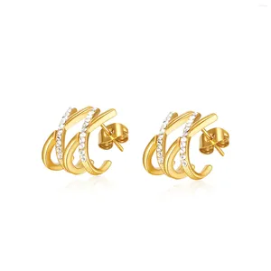 Orecchini a bottone moda oro colore acciaio inossidabile spesso orecchino Huggie per le donne regali di gioielli orecchio geometrici irregolari chic