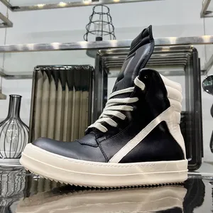 top quality Casual Shoes Round Owens High Top Quality Men Black White Genuine Leather Zipper Lace Up Winter Luxury Sneakers Women Thick Sole Ankle Boots Wholesale Fre