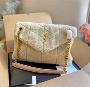 Designer Bags Women Handbag Tote Bag Loulou Cloud Envelope Bag Crossbody Lady Suede Shoulder Bags Sheepskin Gold Chain Fashion Plush Fur Handbags Purse Flap Wallet